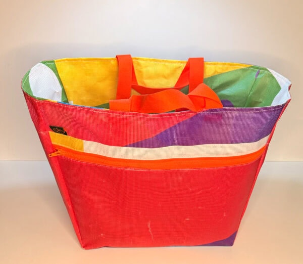 Markttasche 2.0 – Bunt Bunt Bunt – Reißverschluss Neonorange